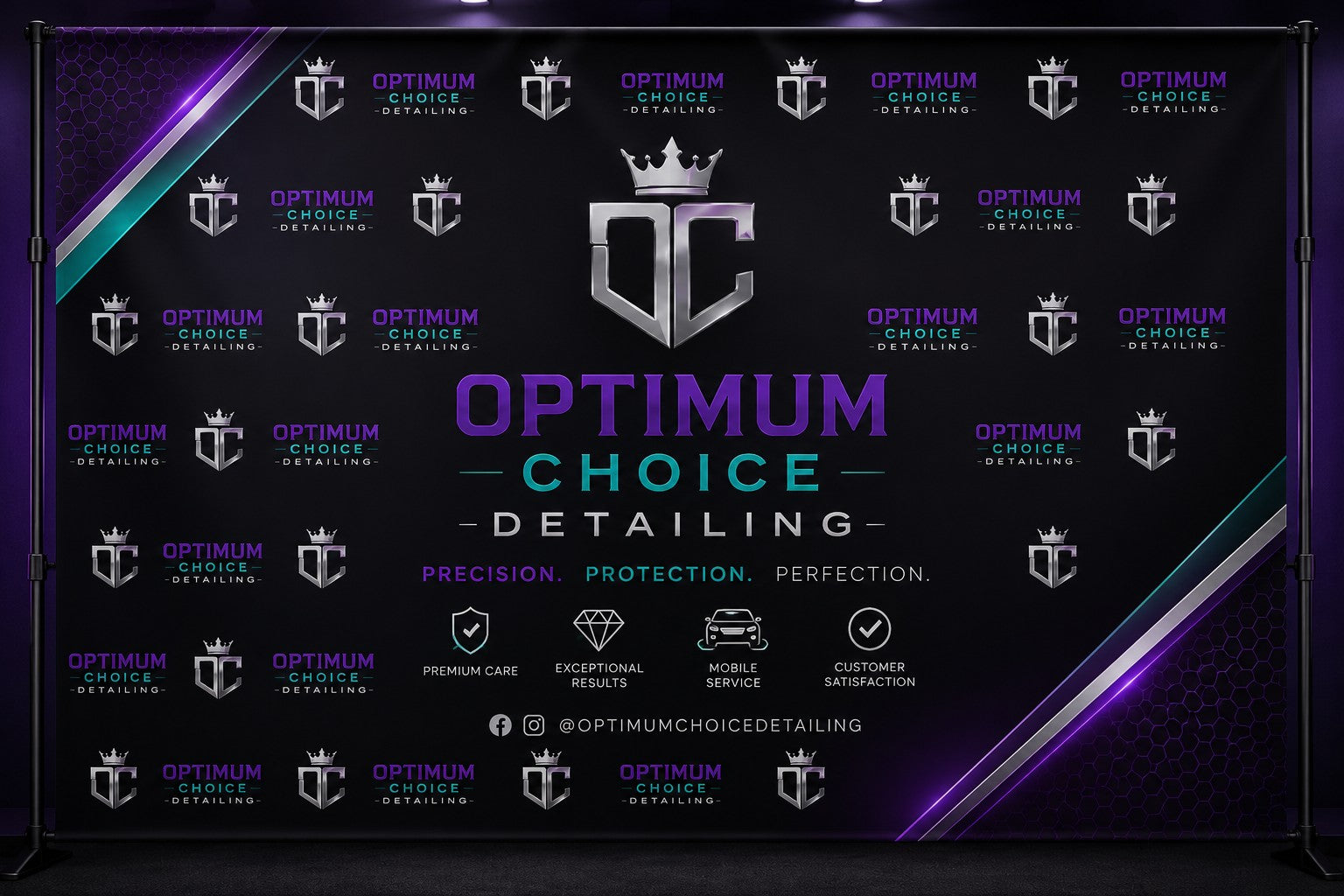 Optimum Choice Detailing branded backdrop